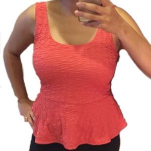 Aqua coral sleeveless peplum top